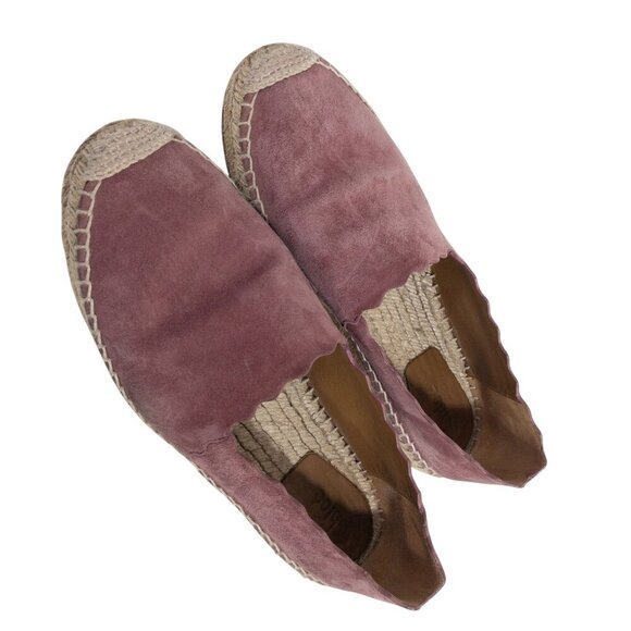Chloe Scalloped Pink Suede Espadrilles Slip-On Flats Size 9 - Picture 11 of 16